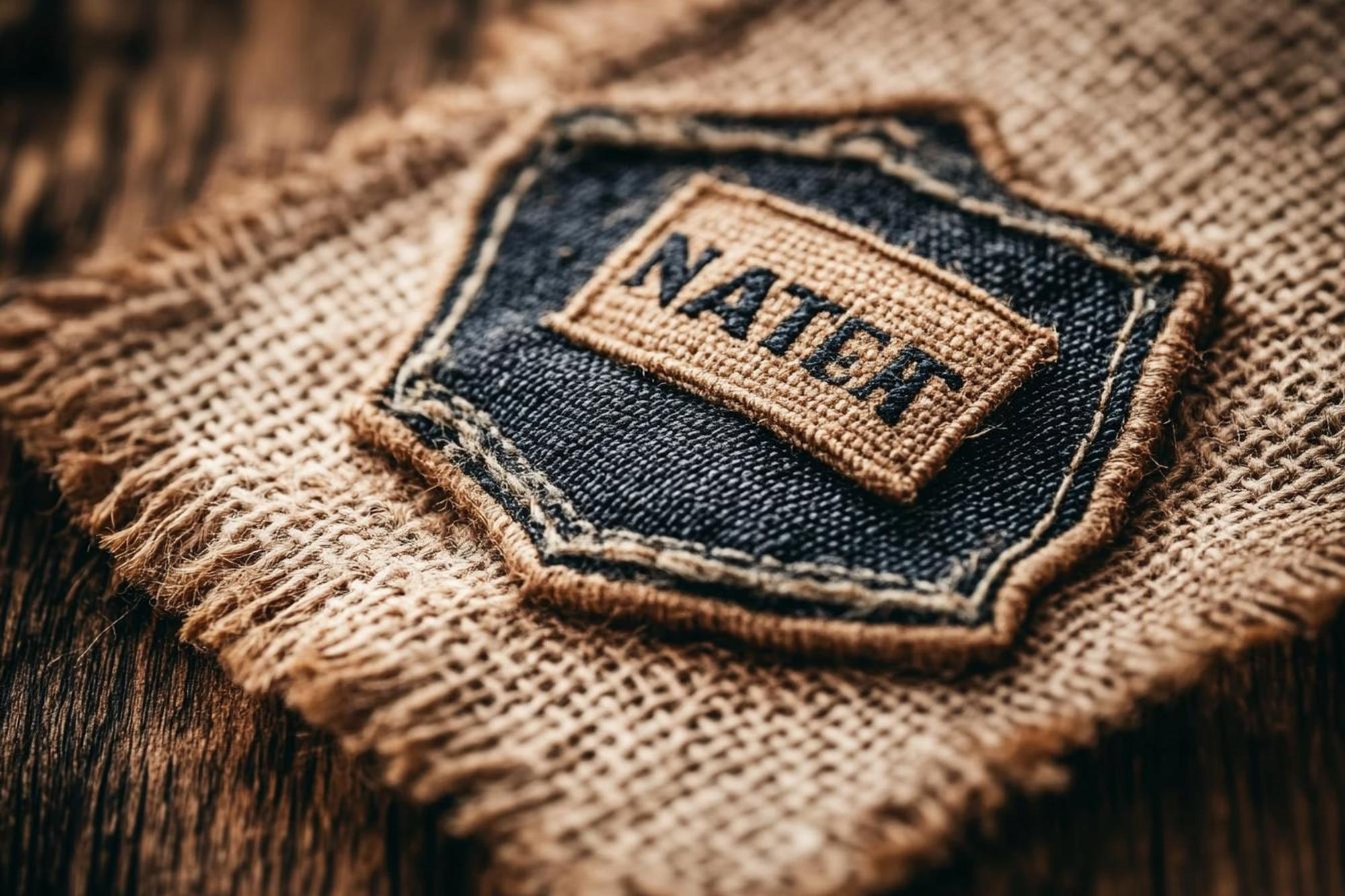 Finished embroidered patch on denim